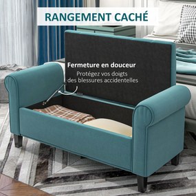 Banco de arrumação para colocar ao pé da cama com braços, tecido de veludo estofado e capitonado, 126 x 48,5 x 57 cm, verde