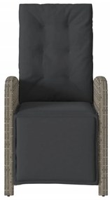 Cadeiras jardim reclináveis 2 pcs c/ apoio de pés vime PE cinza