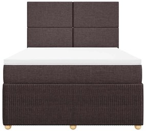 Cama com molas/colchão 160x200 cm tecido castanho-escuro