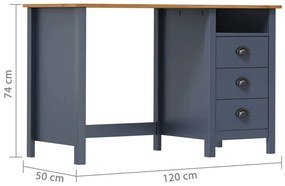 Secretária Hill c/ 3 gavetas 120x50x74 cm pinho maciço