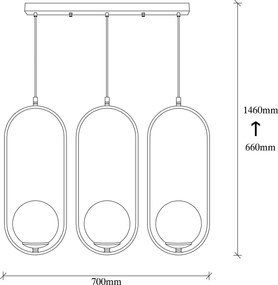 Candeeiro Chandelier Mudoni – Preto – 70 x 15 cm