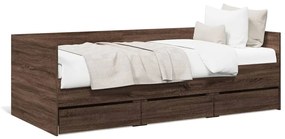 vidaXL Sofá-cama com gavetas sem colchão 75x190 cm carvalho castanho