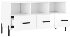 Móvel para TV 102x36x50 cm derivados madeira branco brilhante