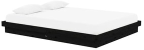 Estrutura de cama king 150x200 cm madeira maciça preto