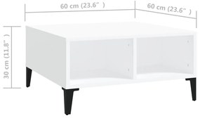 Mesa de centro 60x60x30 cm contraplacado branco