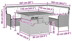 2 pcs conjunto de sofás p/ jardim com almofadões vime PE bege