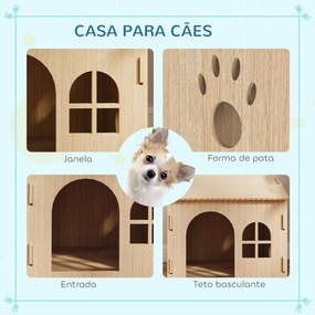 PawHut Casota para Cães Casa para Cães para Interior com Janelas Desen