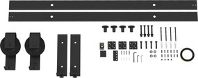 Ferragens para 2 portas de correr dobráveis 152,5 cm (PORTAS NÃO INCLUIDAS) - Kit de calhas para portas de celeiro de correr em aço Preto