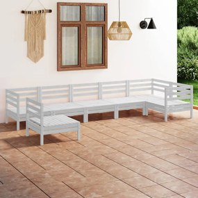 7 pcs conjunto lounge de jardim pinho maciço branco