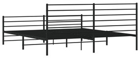 Estrutura de cama com cabeceira e pés 183x213 cm metal preto