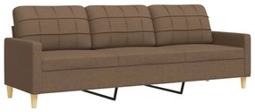 4 pcs conjunto de sofás c/ almofadas/apoio pés tecido castanho