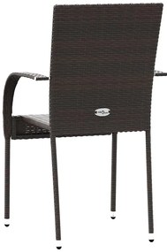 Cadeiras de exterior empilháveis 2 pcs vime PE castanho