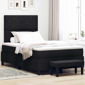 vidaXL Cama Box Spring com Colchão e Banco Preto 120x190 cm Tecido