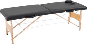 Marquesa de Massagem Dobrável Portátil com Apoio para a Cabeça Altura Ajustável e Bolsa de Transporte 186x60x58-81 cm Preto
