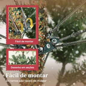 Árvore de Natal Artificial 210 cm com 1123 Ramos Densos e Suporte Metálico Dobrável para Interior Verde