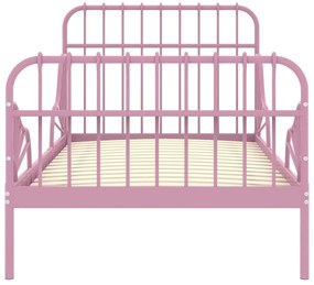 Estrutura de cama extensível em metal rosa 80x130/200 cm