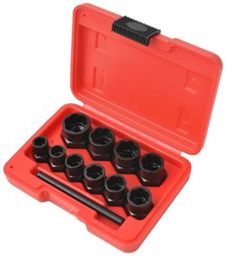 Conjunto extrator p/ parafusos e porcas danificados 11 pcs aço