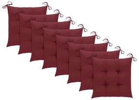 Cadeiras de jardim empiháveis c/ almofadões 8 pcs teca maciça