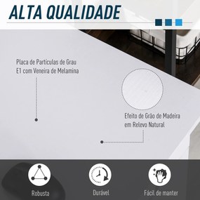 Secretária para escritório com prateleiras abertas Gabinete Suporte para CPU e bandeja removível 120x60x74 cm Branco