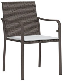 Cadeiras jardim c/ almofadões 6pcs 56x59x84 cm vime PE castanho