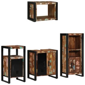 vidaXL Conjunto de Móveis para Banheiro com prateleira com armazenamento com porta 4 pcs