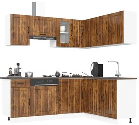 vidaXL 11 peças armário de cozinha conjunto Kalmar carvalho defumado