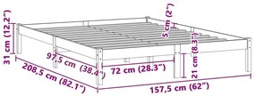 Cama sem colchão 193x203 cm King madeira de pinho maciça