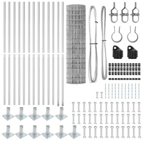 <strong>Cerca Euro </strong> com 13 postes flangeados, 1 x 25m em aço