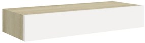 Prateleiras parede c/ gavetas 2pcs MDF carvalho/branco