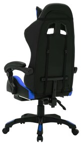 Cadeira estilo corrida c/ luzes LED RGB couro artif. azul/preto