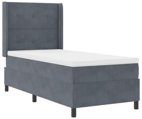 Cama Box Spring com Colchão Cinza Escuro 90x190 cm Veludo