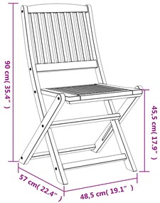 Cadeiras de jardim dobráveis 2 pcs 57x48,5x90 cm acácia maciça