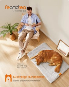 Manta para cães XXL 120 x 75 cm, lavável na máquina, cinzento claro
