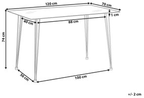 Mesa de jantar com vidro temperado e pernas prateadas 120 x 70 cm WINSTON Beliani
