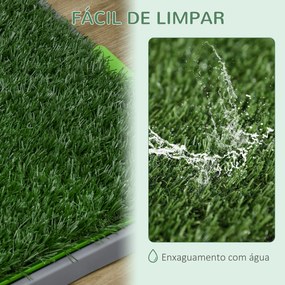 Resguardo de Treino para Cães com 2 Relvas Artificiais e Bandeja para Treino de Filhotes 67x41x3,5 cm Verde