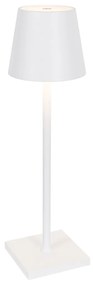 Candeeiro de mesa exterior branco com LED e dimmer tátil recarregável - Jackson Design