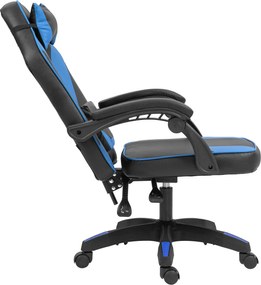 Cadeira de escritório em couro sintético preto e azul