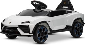 Carro elétrico para crianças Lamborghini Lanzador 12V com licença, bateria de lítio, luzes LED, controle remoto Branco