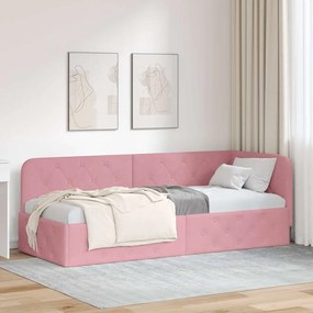 vidaXL Estrutura de Cama de Canto Rosa 80 x 200 cm Veludo