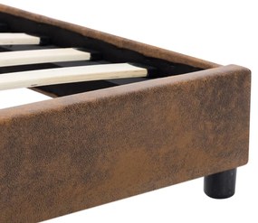 Estrutura de cama 120x200 cm camurça artificial castanho