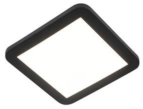 Candeeiro de teto preto 22,5 cm quadrado com LED regulável em 3 níveis IP44 - Steve