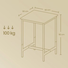 Mesa de bar, mesa de cozinha, mesa alta (BANCOS NÃO INCLUIDOS) 60 x 60 x 92 cm Bege carvalho + branco