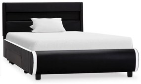 Estrutura de cama c/ LED 90x200 cm couro artificial preto