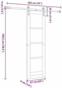 Porta Deslizante com Conjunto de Ferragens Branca 61x198.5 cm em Madei