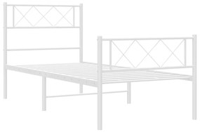 Estrutura de cama com cabeceira e pés 100x200 cm metal branco