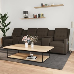 vidaXL Sofá massagens reclinável 4 lug. c/ suportes copos castanho