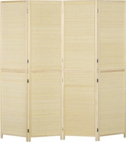 HOMCOM Biombo em Madeira de Bambu 4 Painéis 180x180 cm Separador de Ambientes Divisória Dobrável Natural | Aosom Portugal