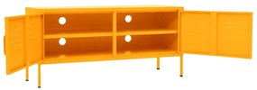 Móvel de TV aço 105x35x50 cm amarelo mostarda