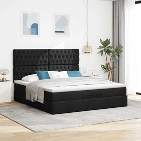 Estrutura de cama otomana com colchão 180x200 cm tecido preto