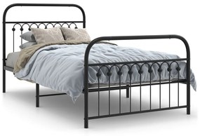 Estrutura de cama com cabeceira e pés 100x200 cm metal preto